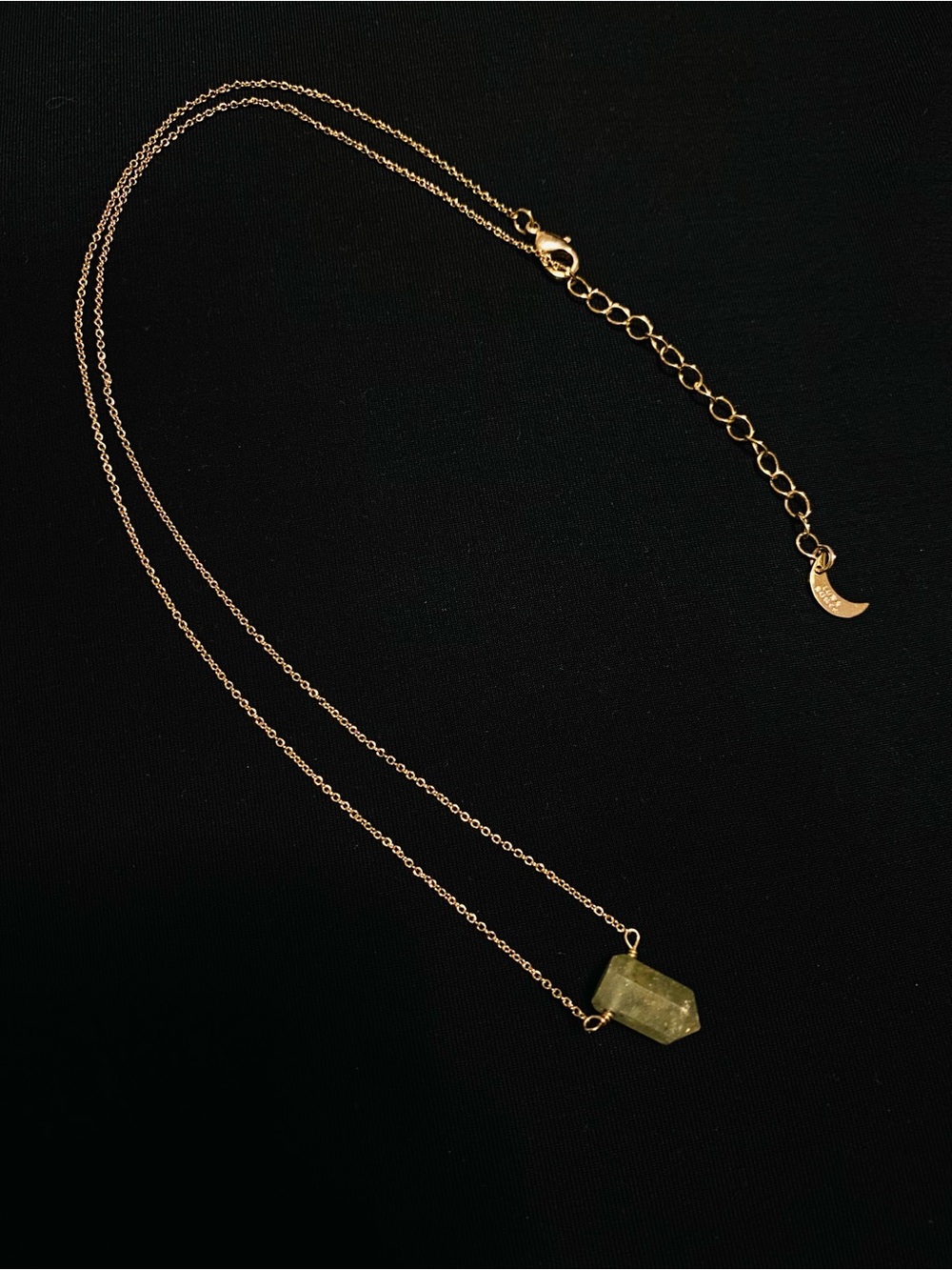 Luna Norte Genuine Jade Dainty Necklace 14k Gold Plated